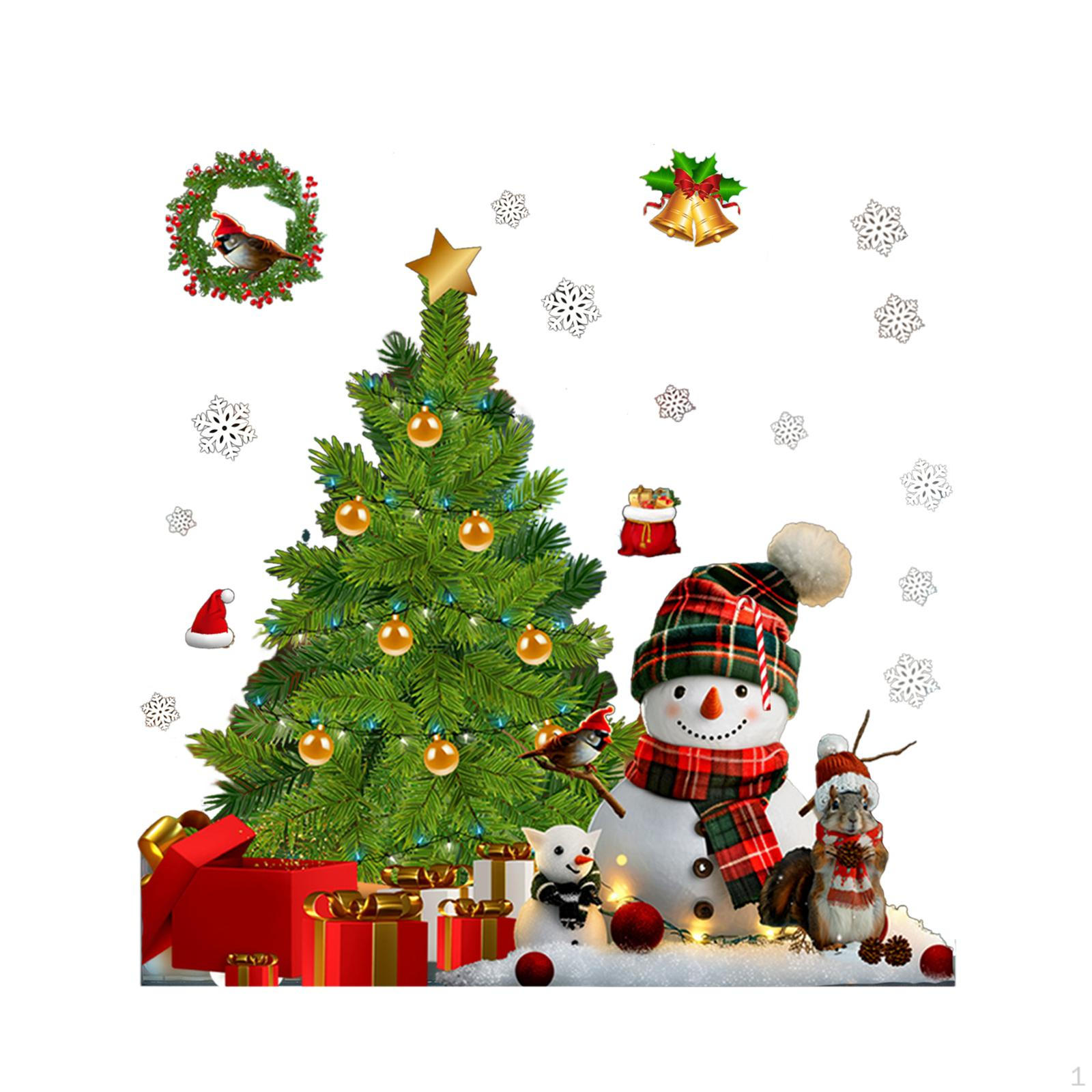 

Christmas Window Stickers Clings Cartoon Reusable Removable Decoration for