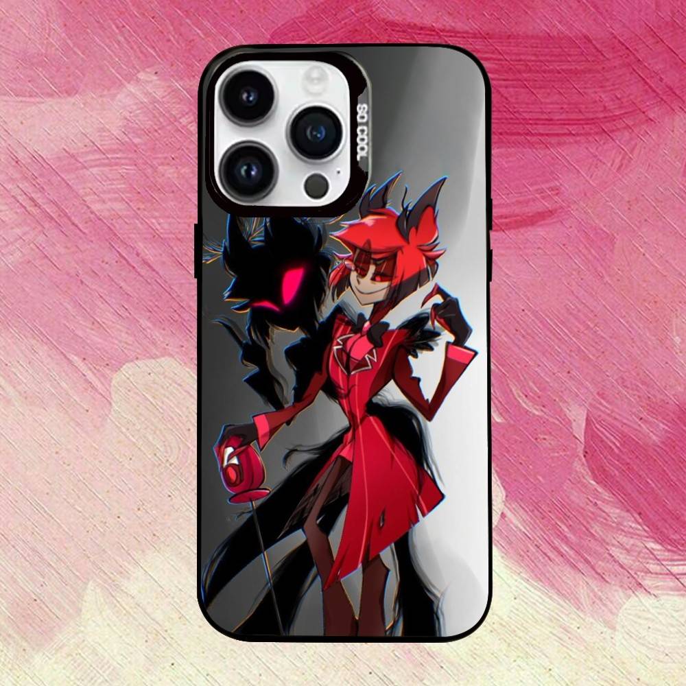 H-Hazbin H-Hotel A-Alastor Phone Case For iPhone 17,16,15,14,13,12,11 Plus,Pro Max,XS,Colored Silver Plated Inside Cover
