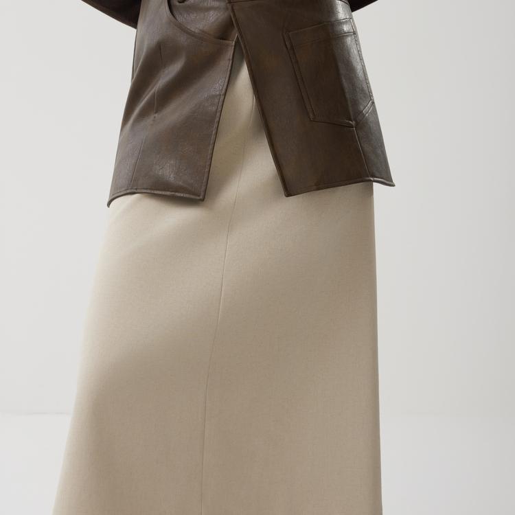 ELLE French Vintage Two-Piece Straight Midi Skirt Stylish A-Line Casual Long Skirt Women skirts ER53065