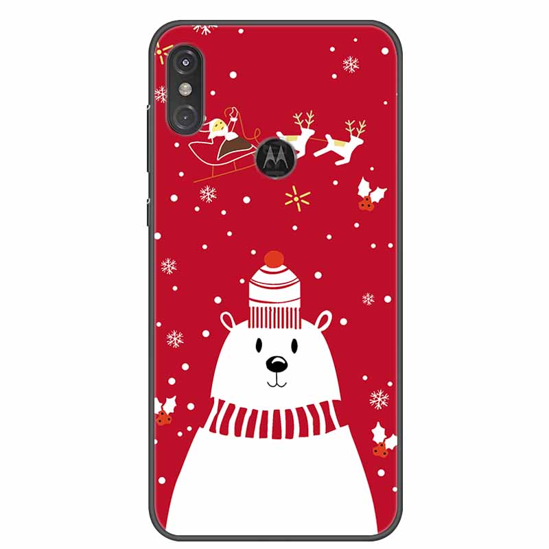 For Moto One Vision Case Luxury Silicone TPU Soft Cover Phone Case For Motorola Moto One Action Macro Shockproof Christmas Coque