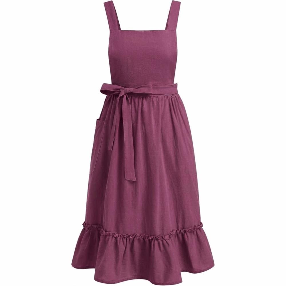 Solid Color Retro European Apron Vintage Baking Apron Kitchen Clothes Kitchen Apron Garden Work
