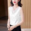 WTEMPO Large Size Satin Jacquard Camisole Vests for Women Spring Summer Solid Color Loose Lace Patchwork Sleeveless Tops