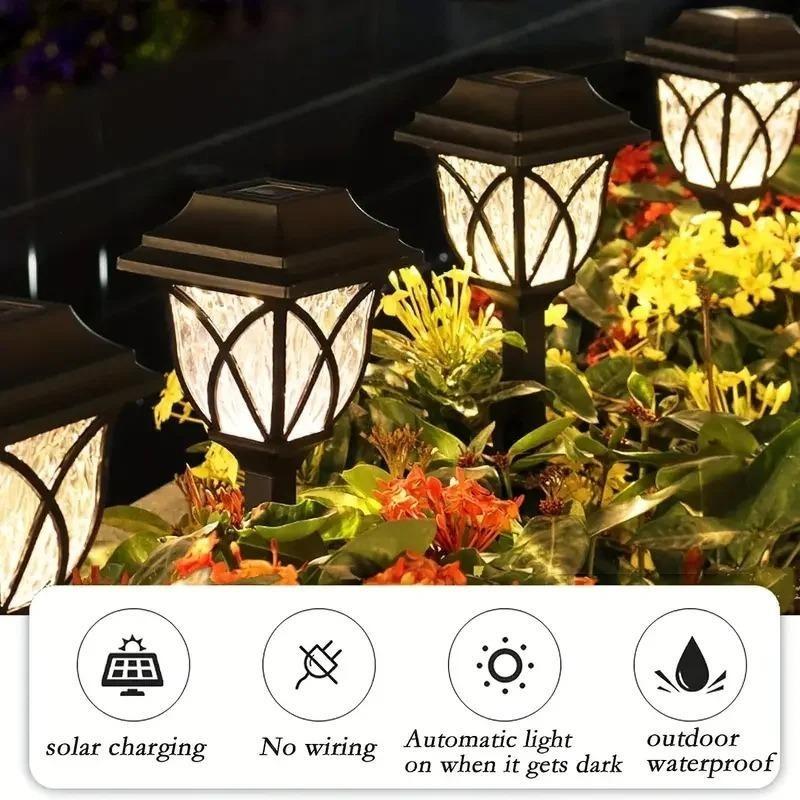 LED Solar Lawn Lights Outdoor Waterproof Garden Pathway Lamps Warm Light for Villa Courtyard Landscape Decoration  Garden Light