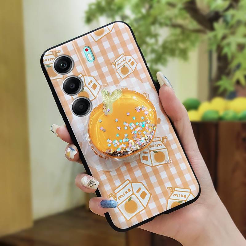Cartoon Durable Phone Case For Tecno Camon40 4G/CM5 Waterproof Back Cover Soft Case Skin feel silicone Glitter Quicksand