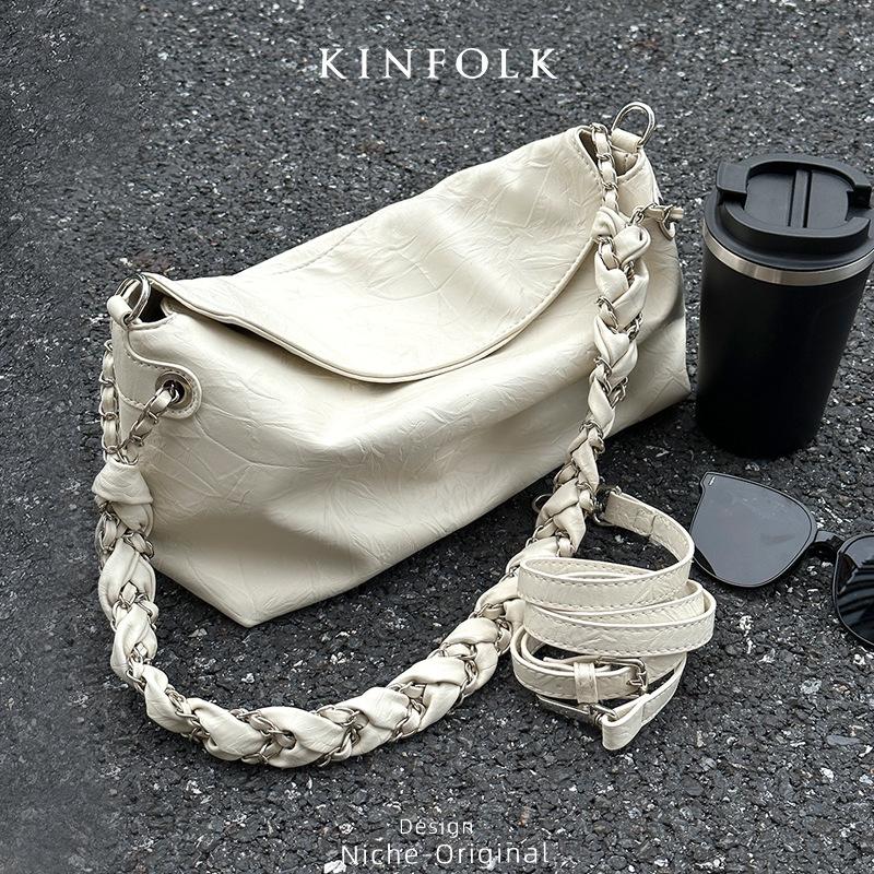 

Underarm Bag Trendy Tote Bag Fried Dough Twists Chain Shoulder Strap Retro Commuter Hand Grab Single Shoulder Crossbody Bag