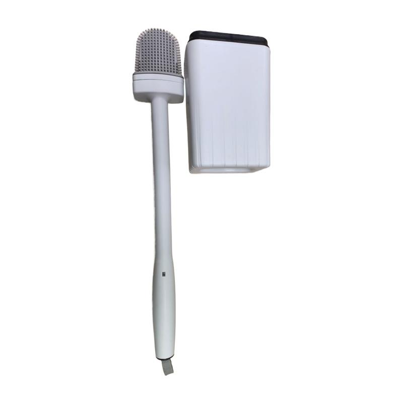 

1pc Silicone Toilet Brush Set with Holder Flexible Design Paper Towel Storage High-Efficiency Cleaning Wall-Mounted Long Handle