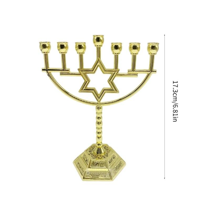 Candlestick Metal Holder 7 Branch Stand Hexagonal Star Traditional Candelabra Menorah Decoration