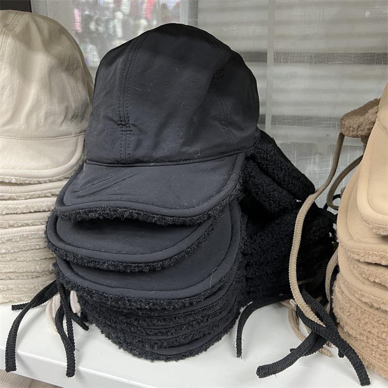 

Нейлоновая водонепроницаемая бархатная защита ушей бейсболка для мужчин и женщин для северной зимы для улицы имитация ветра и снега для сохранения тепла тренд M（56-58cm） чёрный