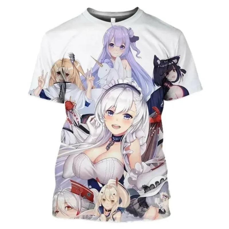 ETST0013 Nieuw Anime Game Strand Sexy Meisje 3D Geprint T-shirt met Ronde Hals Street Casual Heren en Dames O-Hals Oversized Sexy Avant-garde Plu 2XL