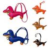 Pu Leather Stuffed Dachshund With Collar of Gold Heart Shape Pendent WIth Long Strap Puppy Pendent for Bag Charms Accessories