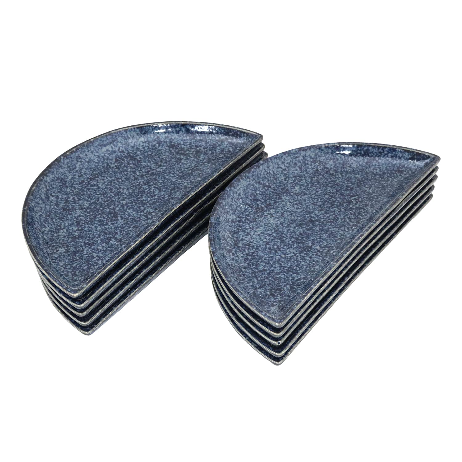 

Mino Ware Japanese Cafe Series [Half-Moon Plates] Shin Awayuki (Size: H2.7 x W27 x D13cm) Set of 10