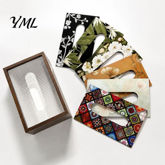 Decorative Wood Box Wooden Tissue Cover, Rectangular Paper Towel Dispenser, Napkin Storage Convenient Holder Organizer for Office Desk Home