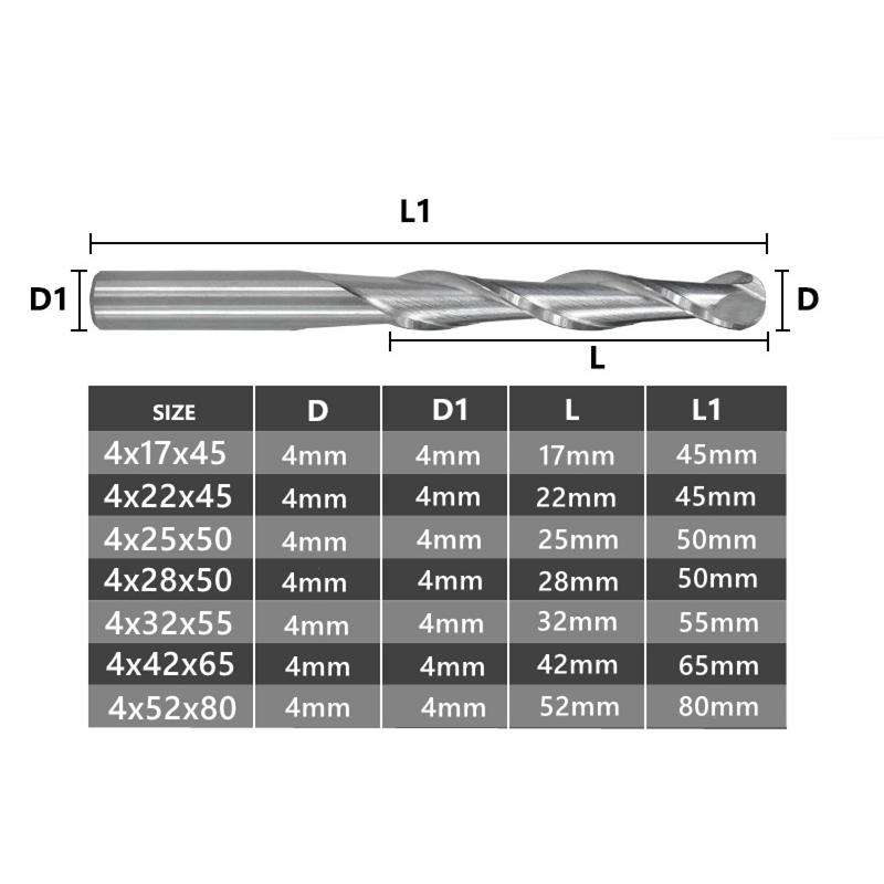 10pcs 2 Flute Ball Nose End Mill 4mm Shank CNC Router Bit Carbide End Mill Spiral Milling Cutter for Woodworking