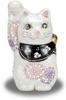 Stylish Kutani Ware Lucky Cat Figurine from Waza No In Purple Flower Perfect for Opening a and 77th or As a Gift for Any Feng Shui and Interior Kura,