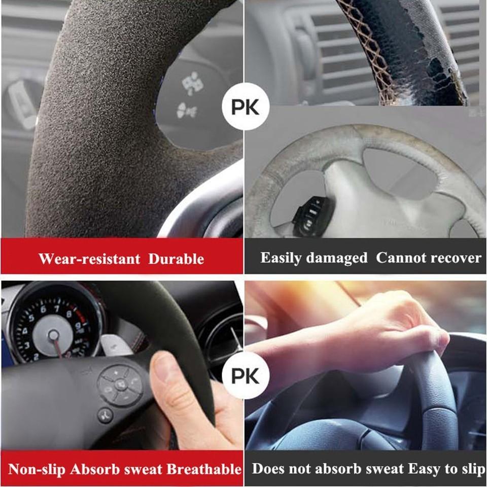 Car Steering Wheel Cover Hand-Stitched Soft Black Genuine Leather Suede For BMW F20 F21 F22 F23 F30 F31 F34 F32 F33 F36