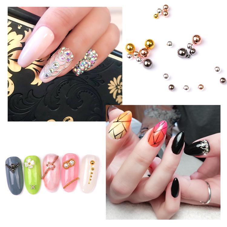 Nail Art Electroplated Steel Caviar Beads: Gold, Silver, Rose Gold, Gunmetal, Black