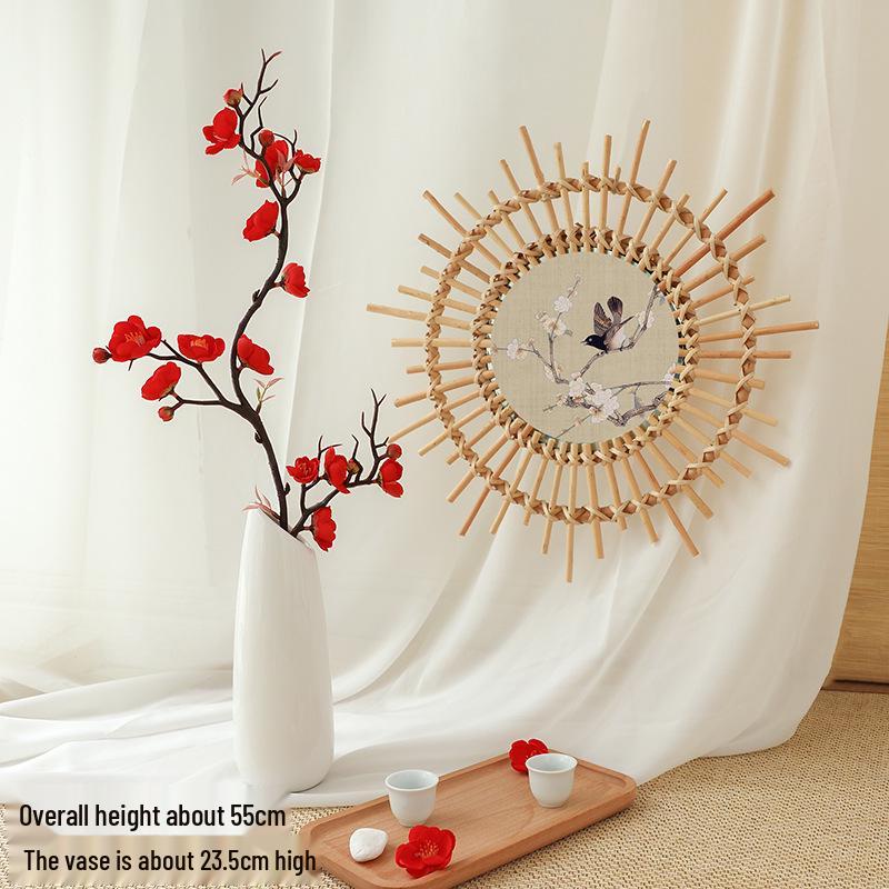 Artificial Plum & Peach Blossom Bonsai: Dried Flower Arrangement for Indoor Decoration