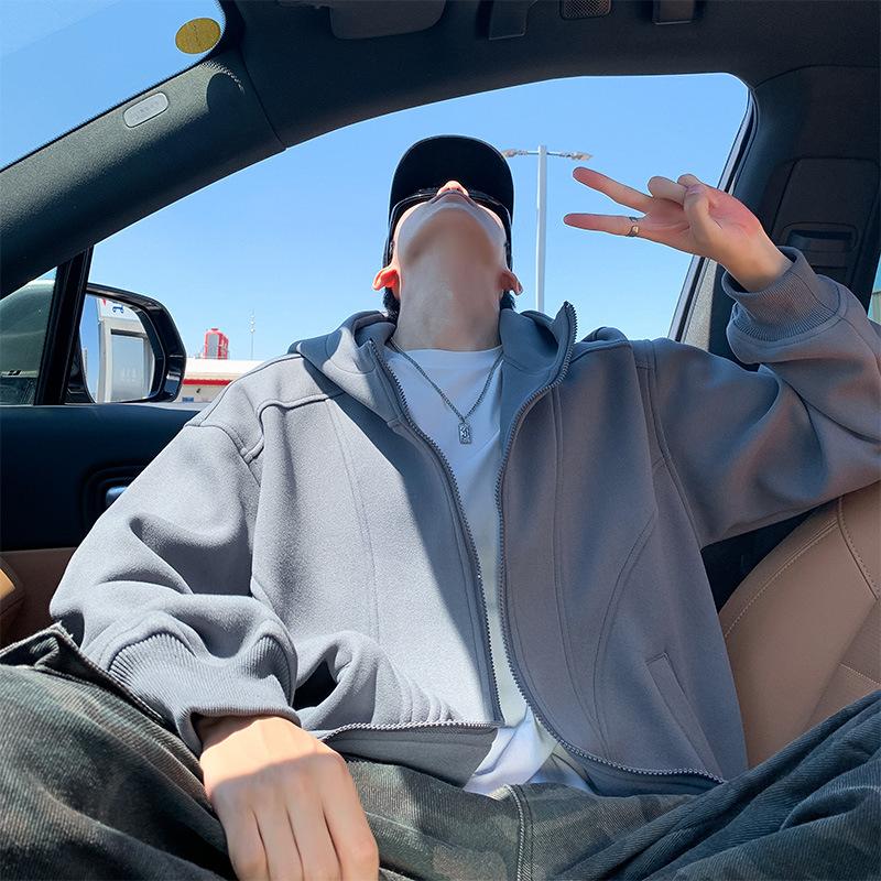 Sweatshirt Zipper Jacket Men's Spring and Autumn Top Loose Casual Hooded Cardigan