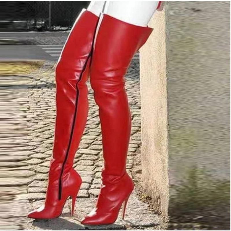 New Over Knee Boots Women's Pointed High Heel Fashion Women's Elastic Boots Plus Size 43 Female Long Boots Zapatos De Mujer