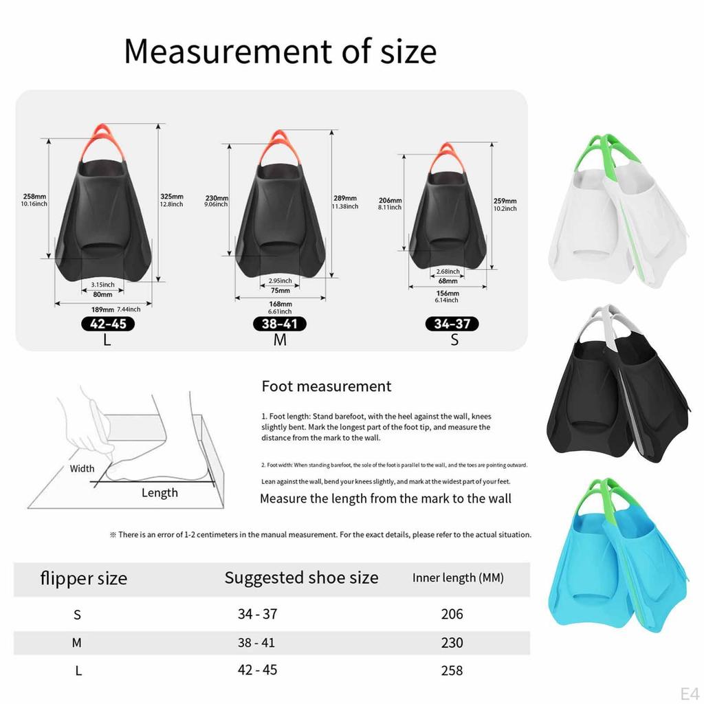 1 Pair Swim Flippers Nonslip Scuba Diving Fins Training Soft Silicone Short Design for