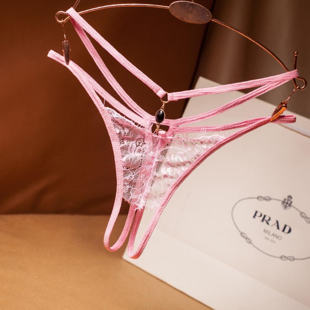 Light Luxury Lace Sexy Thong Women's Cross Strap Ultra-thin Hollow Temptation Panties Hot Open T Pants 2225