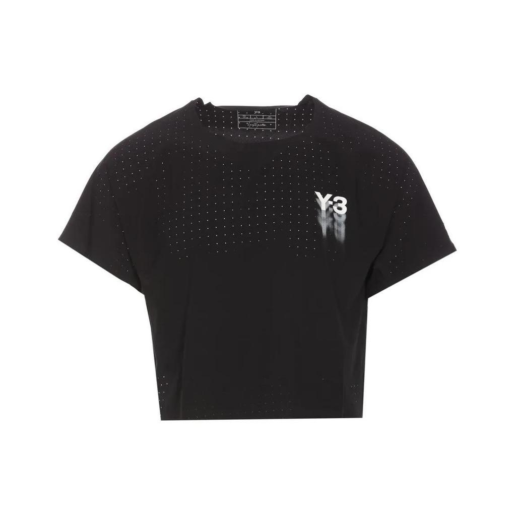 Y-3 Women's Logo Print Crew Neck Short Sleeve T-Shirt Black IR7096