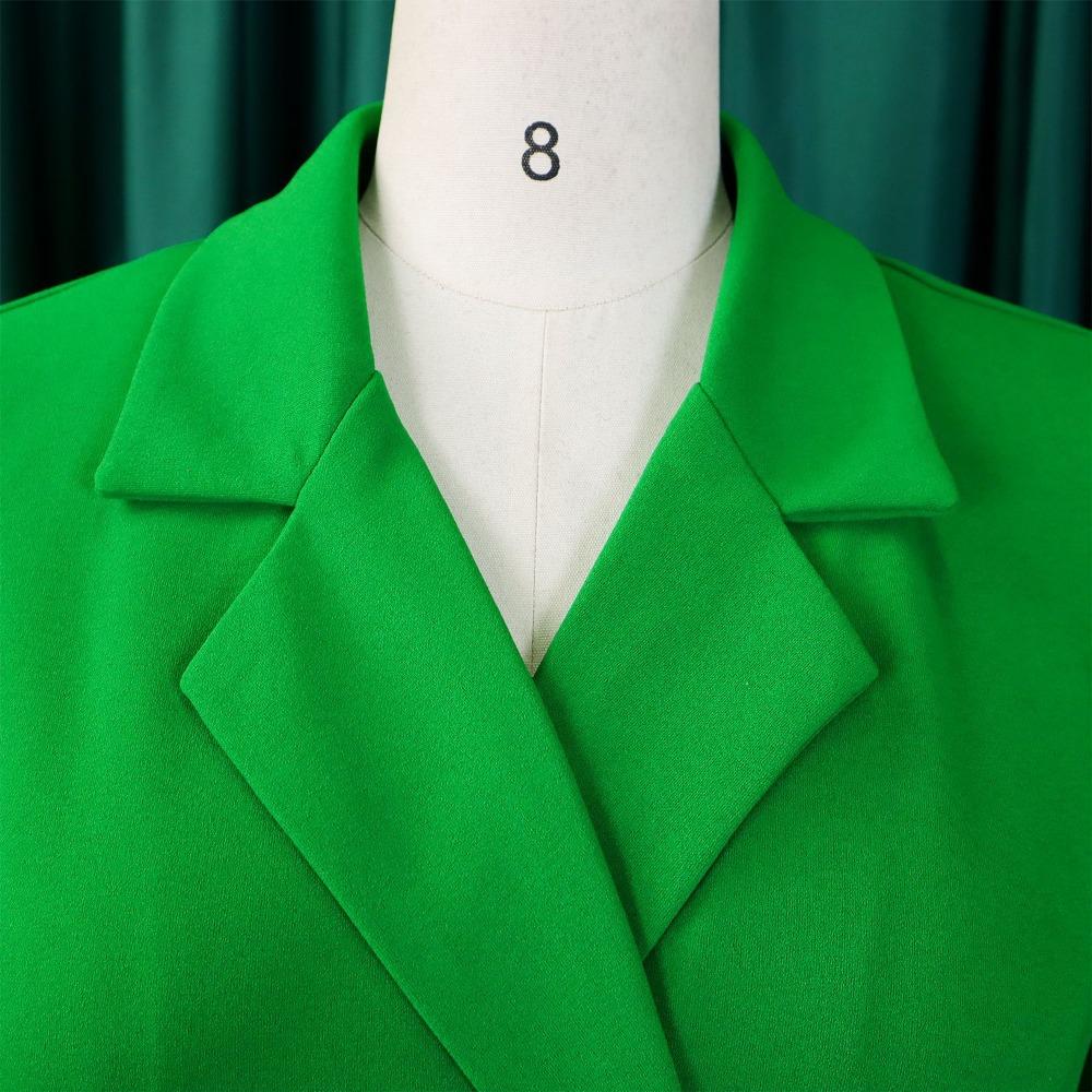 Fashion High Waist Pleated Midi Dress Women Office Business Casual Spliced Slim Fit Blazer Dress