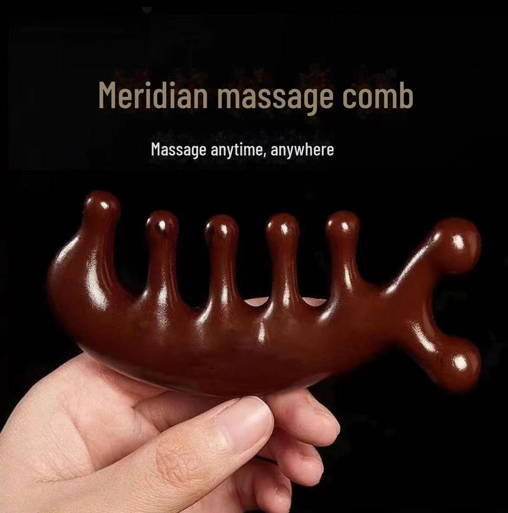 Pettine grande per terapia dei meridiani a cinque denti con testa a forma di delfino per il rilassamento