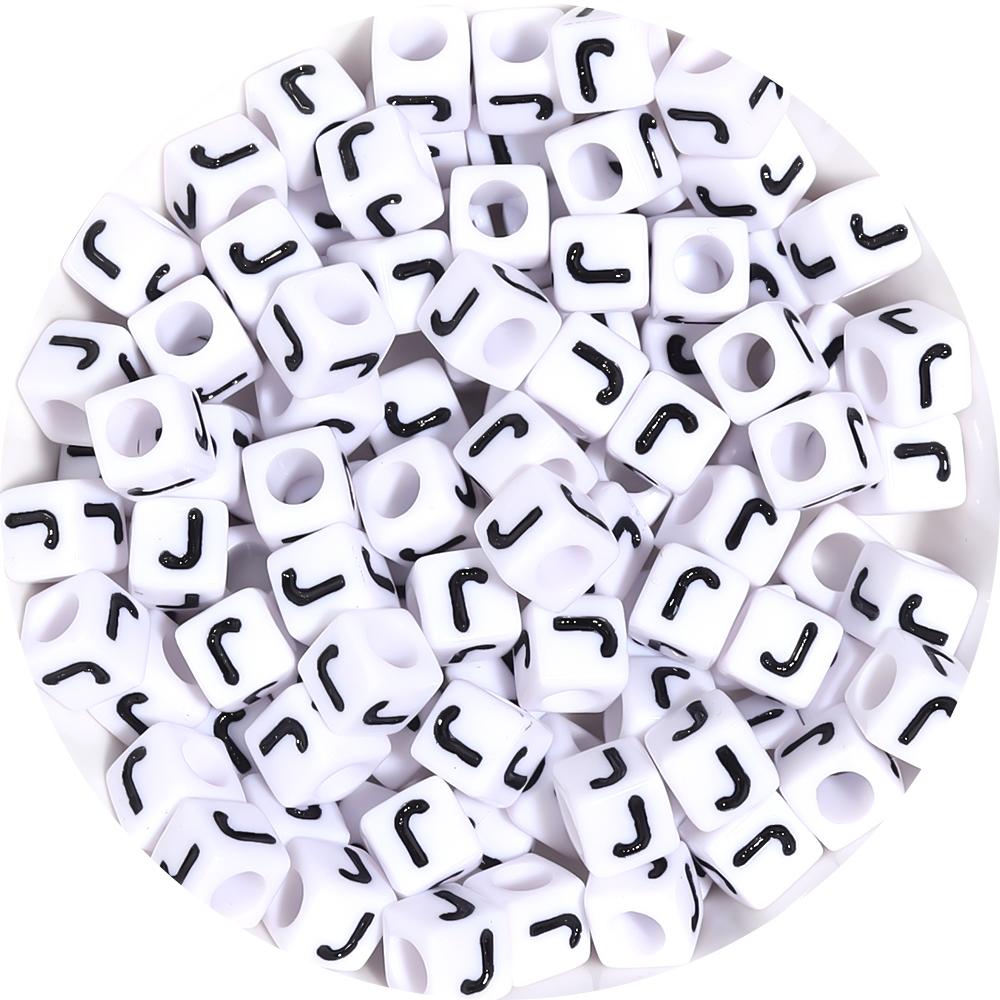50-100pcs White And Black Color Letter Beads Alphabet Loose Beads Square Beads For Jewelry Making DIY Earring Bracelet Charm