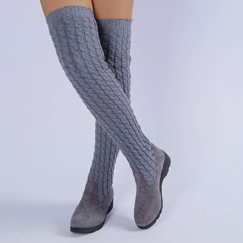 Women S Thick Platform Wedge Heel Over The Knee Boots Large Size Winter
