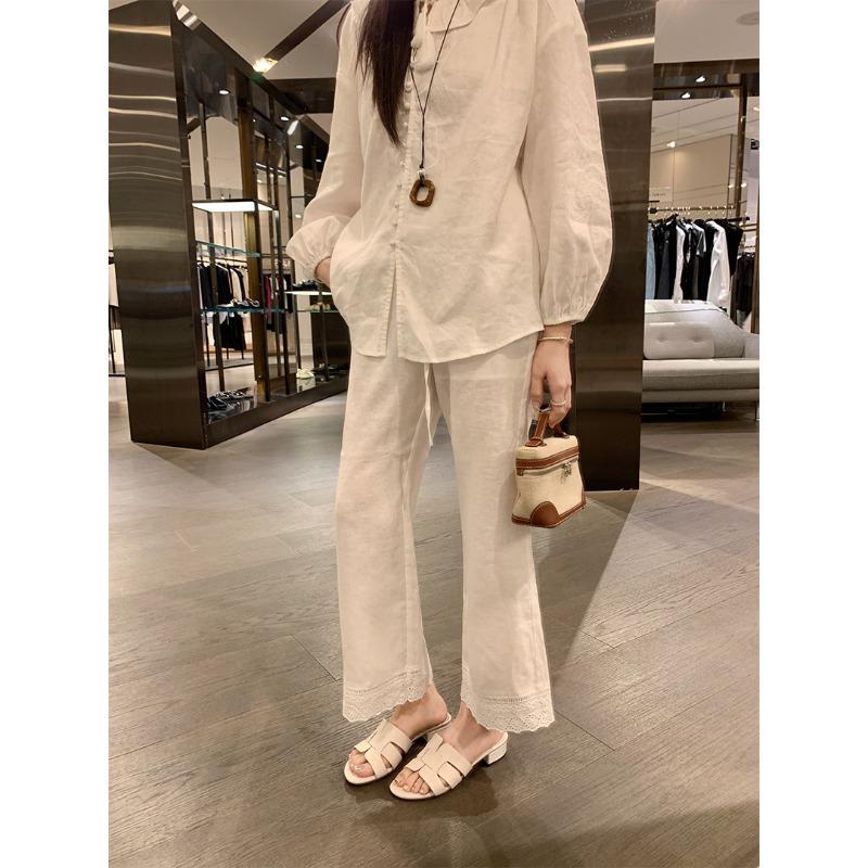 Sheepskin~ Lady dragging holiday wind woven slippers women's summer thick heel leather one-word cool slippers outside