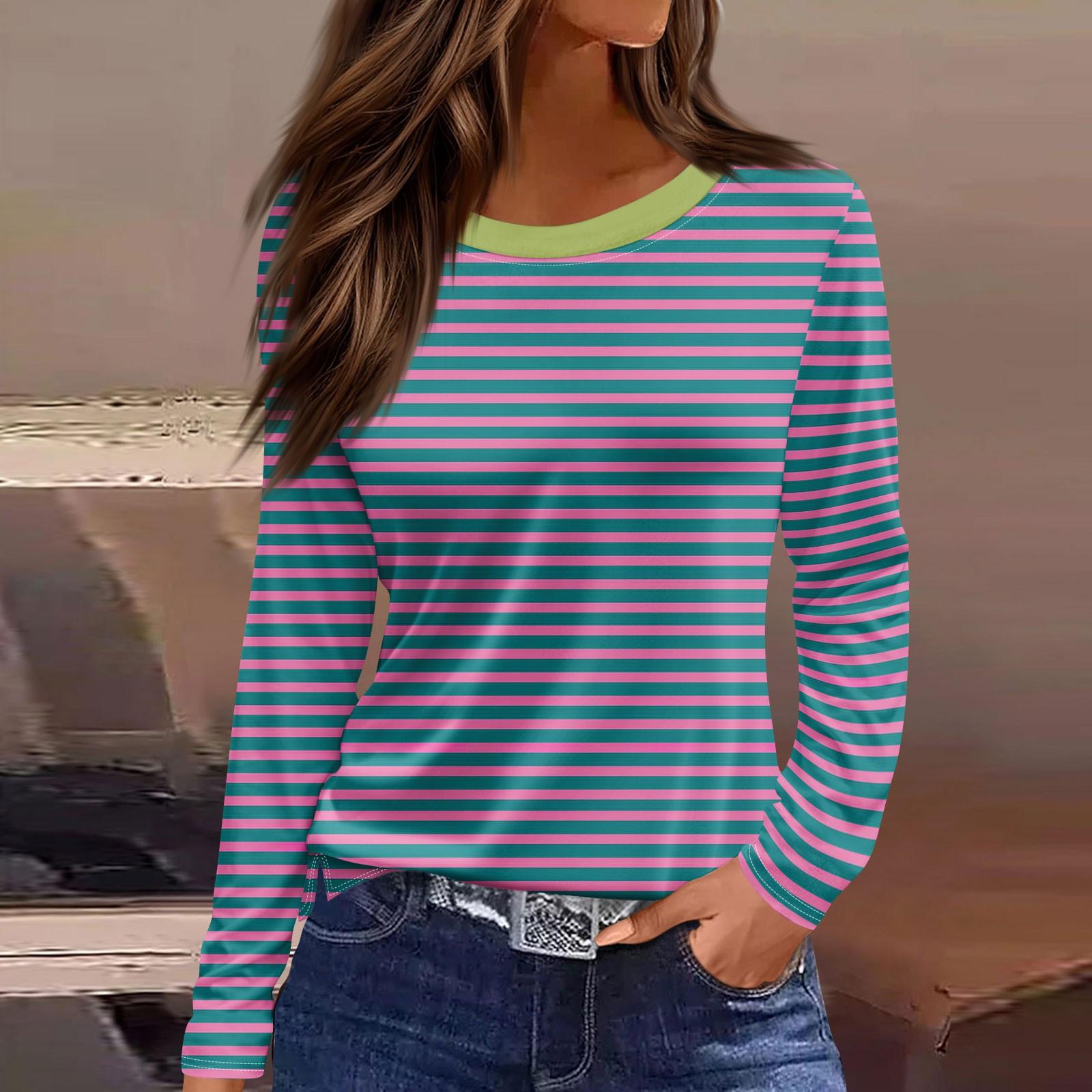 

Женская модная повседневная свободная футболка с разрезом и круглым вырезом с длинным рукавом с принтом, женский топ S синий