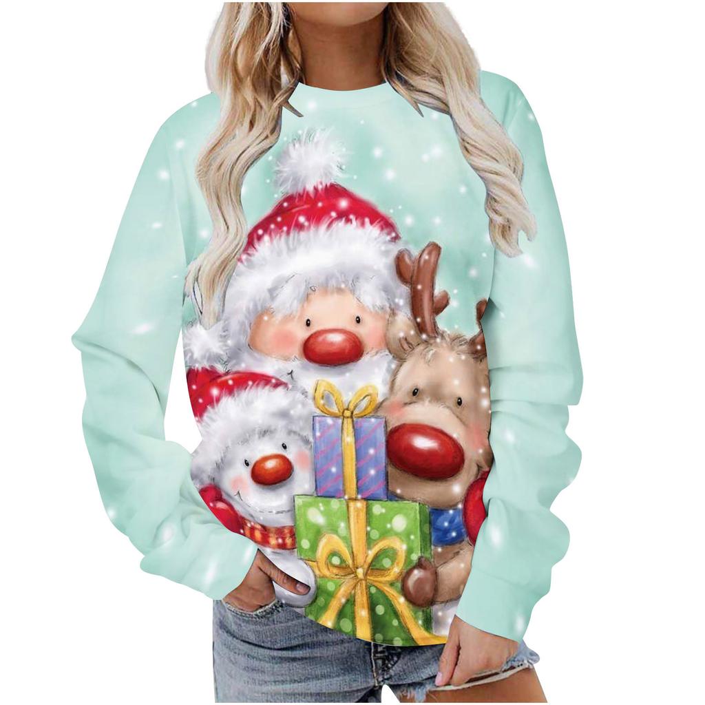 Autumn Christmas 3D Printed Women's Pullover Casual Loose Long Sleeved Top Fashion Hoodie Plus Size Women's Sweatshirt