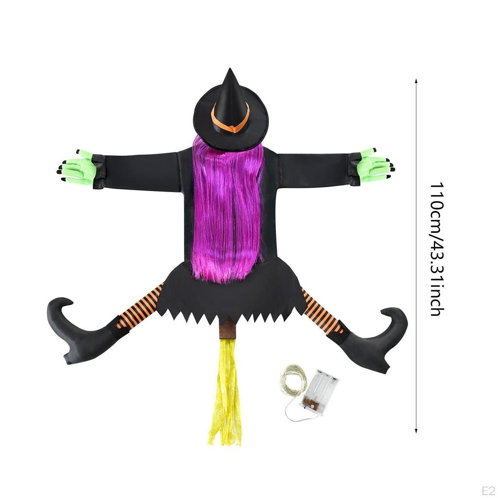 Lighted Crashing Witch Into Tree Halloween Flying for Patio
