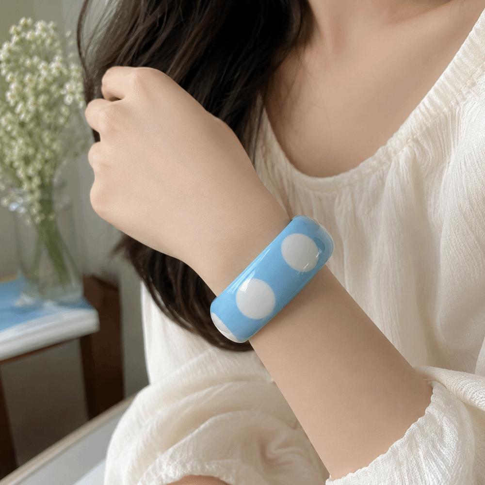 Cool Punk Style Geometric Wristband Hip Hop Candy Color Bracelets Resin Polka Dot Bangles Unisex