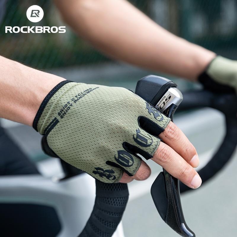 ROCKBROS gants demi-doigt SBR coussinets de paume respirant Anti-choc gants de cyclisme haute élasticité Fitness vélo gants sans doigts