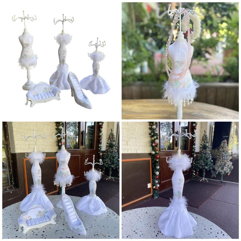 Set of 5 Jewelry Rack Dress High-heeled Shoes Model Earring Necklace Jewelry Holder Organizers Jewelry Display Stand