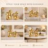 Ceramic Rabbit Figurines Set of 2, Gold Decorative Bunny Statues for Home Decor, Small Modern Animal Showpieces
