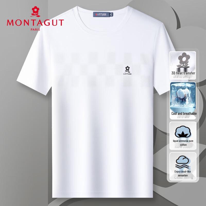 MONTAGUT Men s Liquid Ammonia Cotton Plaid T-Shirt 54
