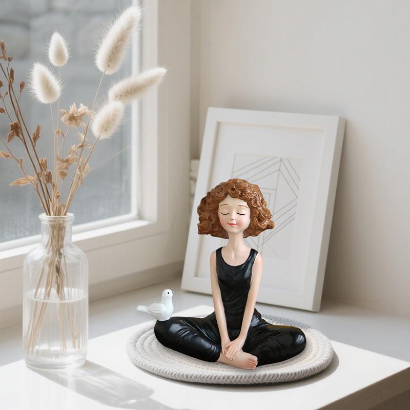Yoga Girl Figurines Yoga Statue Art Sculpture Figure Resin Home Decoration Desk Ornament, Statuette For Your Desk/Bookshelf