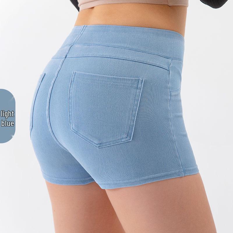 Shorts da Yoga in Denim a Vita Alta Solleva Glutei: Pantaloni Fitness da Donna Autunno/Inverno ad Alta Elasticità Controllo Pancia