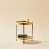 Coffee Table with 2-tier Tray Design, Round, Solid Wood & Metal, In 3 Colors: Ash Natural / Walnut / Black, Combinable with Side Table (44x44x48 Cm)