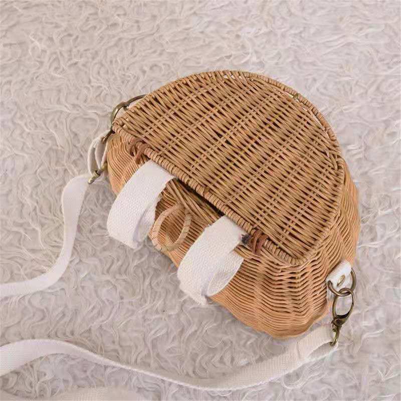 Bicycle Storage Basket Small Back Bamboo Woven Basket Children Handmade Rattan Toy Picnic Basket Wicker Straw Backpack Multi-use