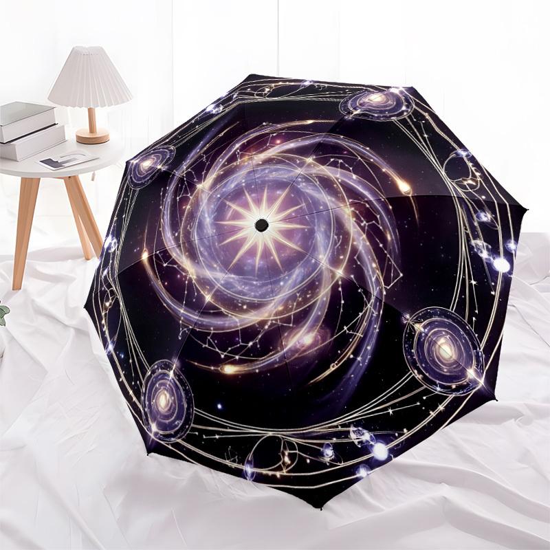 1pc Cosmic Mandala Automatic Umbrella - Automatic Opening And Closing, Sturdy Iron Frame, Formal Occasions yy251018104