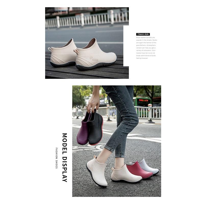 Female Fashion Trend Waterproof And Anti Slip Low Top Rain Shoes Rubber Shoes