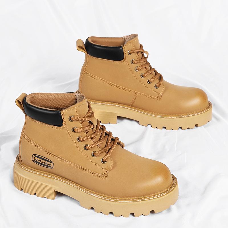 Inner heightening Martin boots men's 8cm winter new British tooling boots leather thick-soled beef tendon sole leather short boots men