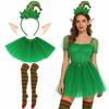 Fancy Dress Striped Christmas Elf Costume Performance Outfits Tulle Skirt Elf Dress Halloween Christmas Cosplay Suit Fancy Dress