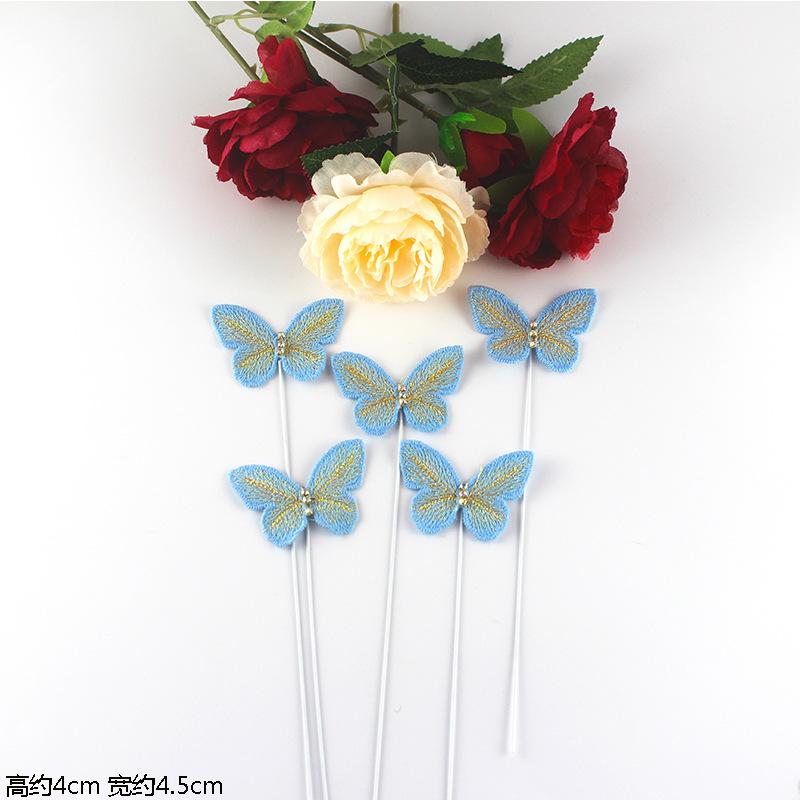 5Pcs Cloth Butterfly Creative Birthday Cake Decoration Dessert Table Decor Plug-In Scene Layout Diy Baking Accessories Supplies