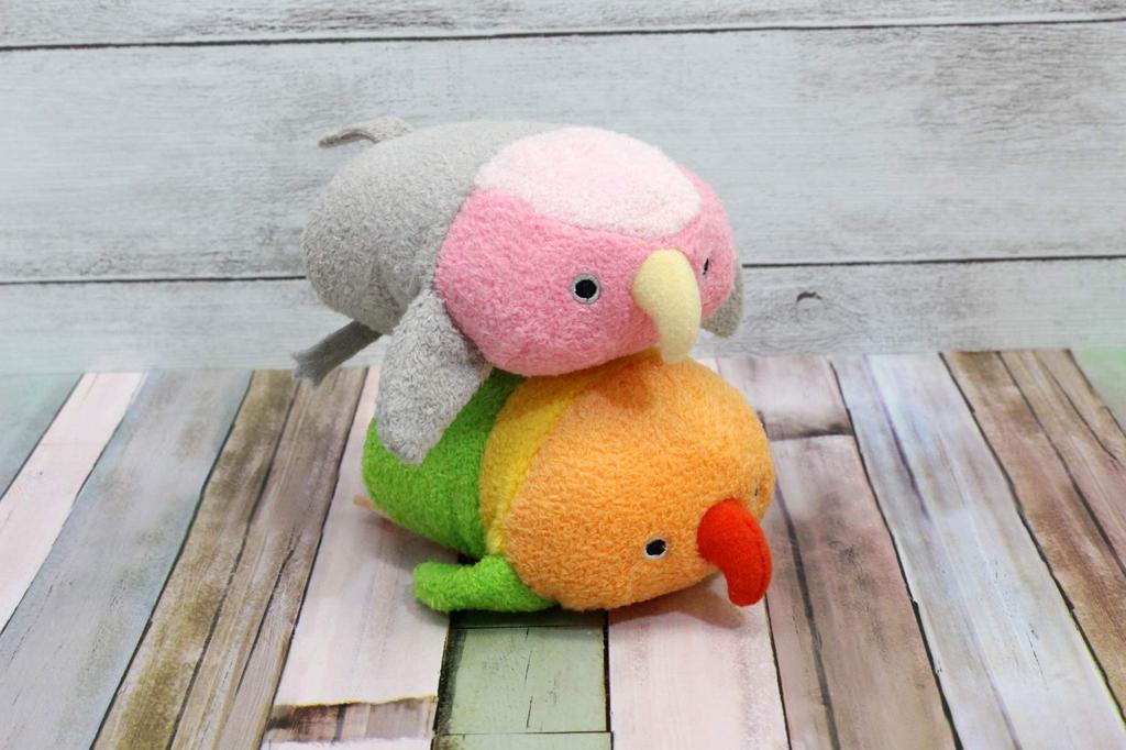 Shinada Nokkete Mame Fuku Lovebird Plush Toy, 6 x 10 x 5 cm, Animal Merchandise, MHNI-0068O