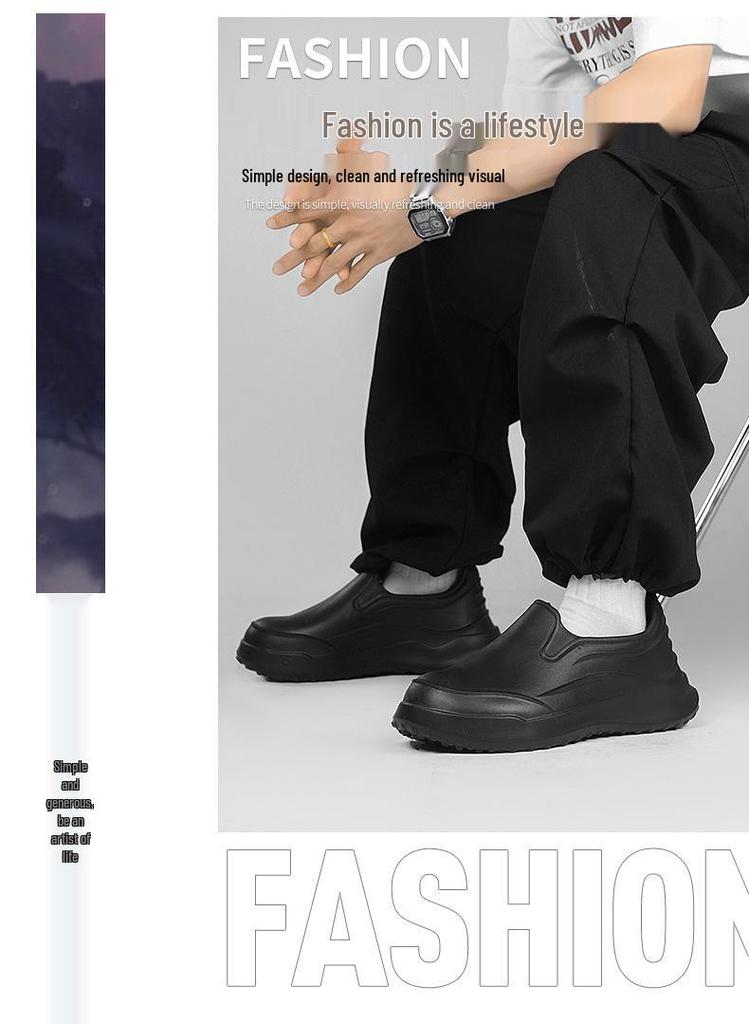 Men's Non-Slip Waterproof Chef Shoes - Oil-Proof, Wear-Resistant, Soft Sole, Ideal for Kitchen, Hotels, Work, Comfortable.